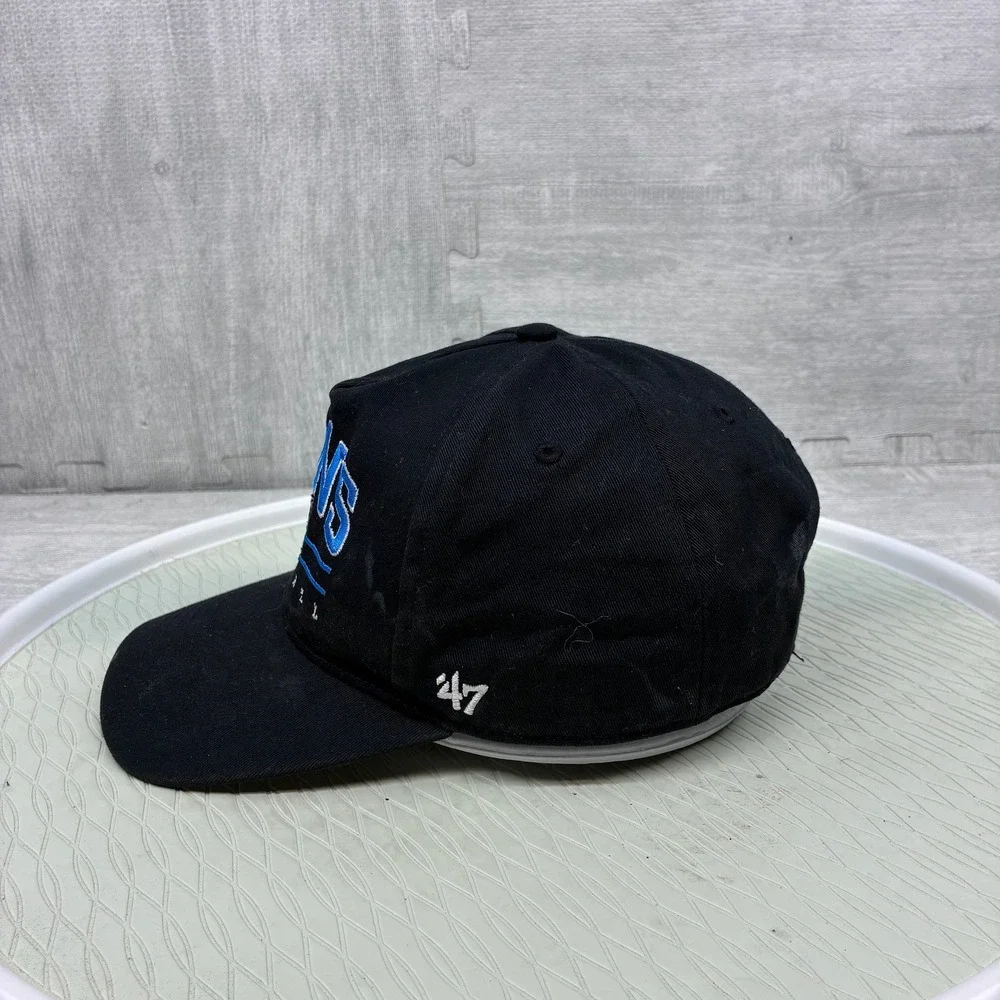 47 Brand Detroit Lions Hat Mens OSFM Black Cotton Snapback Football Cap